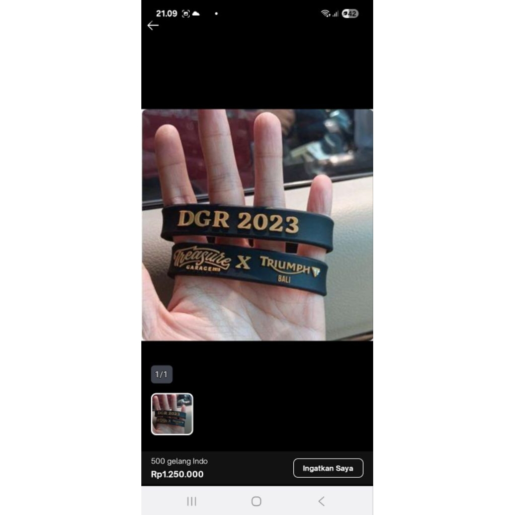 Gelang rubber custom tulisan keemasan