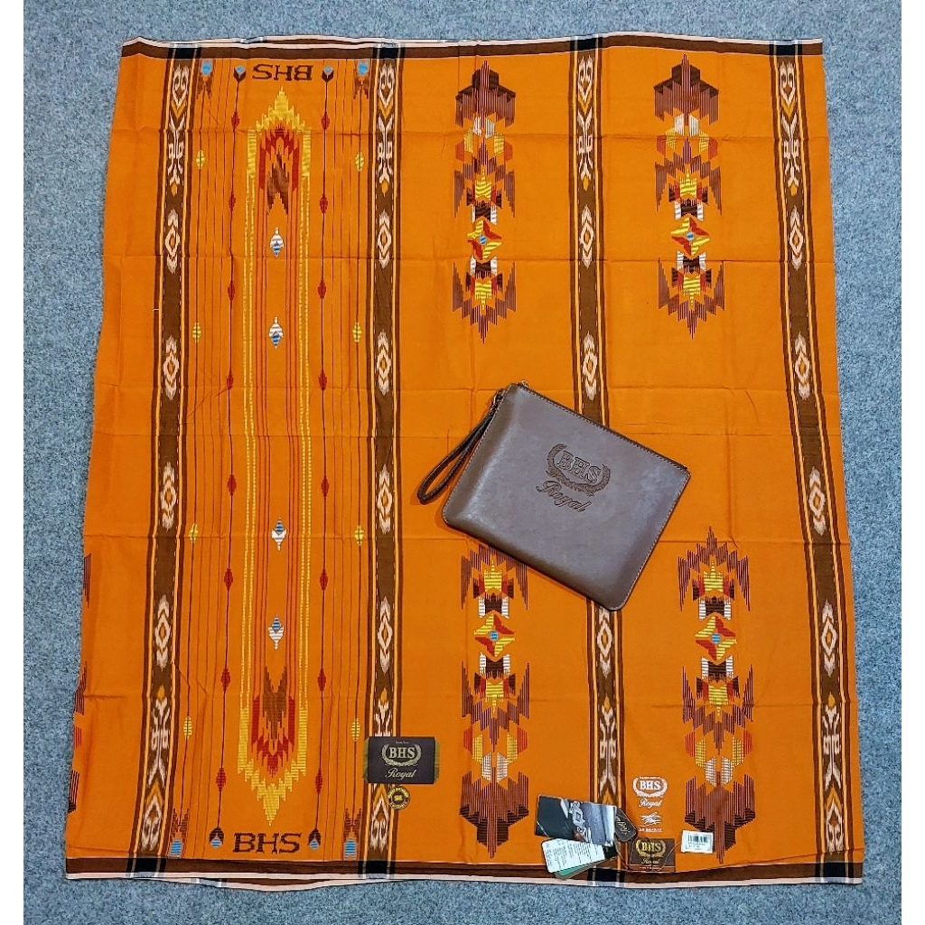 Sarung BHS Royal SIE Gold (Songket Ikat Exclusive) Spunsilk-Mercerized Jahit Tengah TTD. A.R. Bahasu