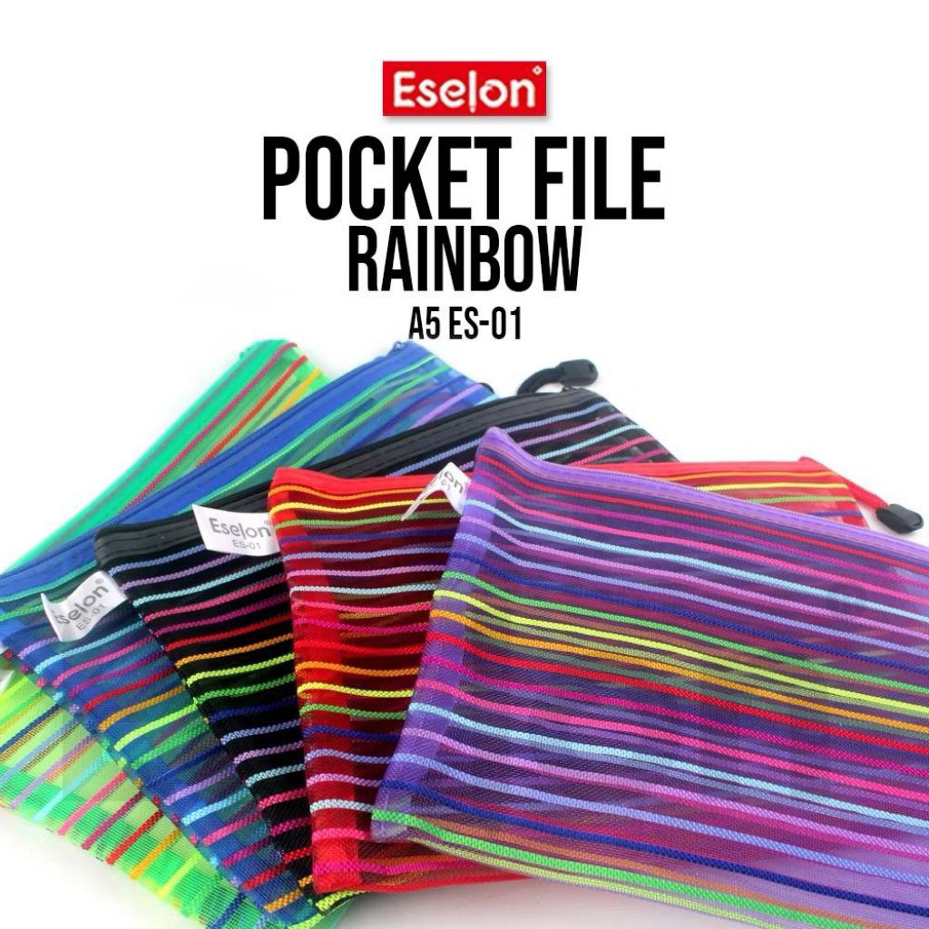 

POCKET FILE RAINBOW A5 ES-01 (Warna Random) Kotak Pensil Kain Tas Kosmetik Rainbow