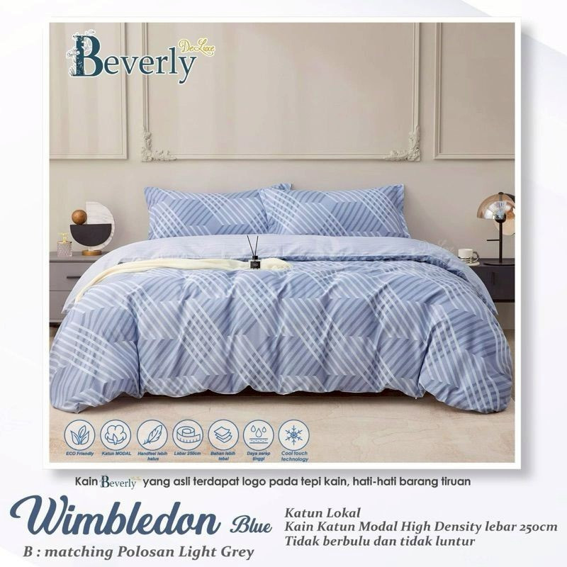SPREI SET BAHAN KATUN BEVERLY MOTIF WIMBLEDONXCVC
