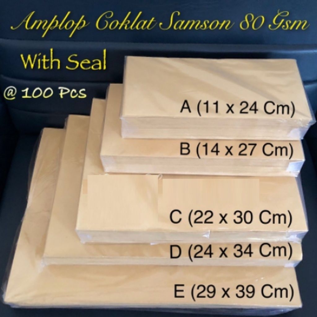 

amplop coklat samson biola ukuran A B C D folio E (isi 100 lembar)