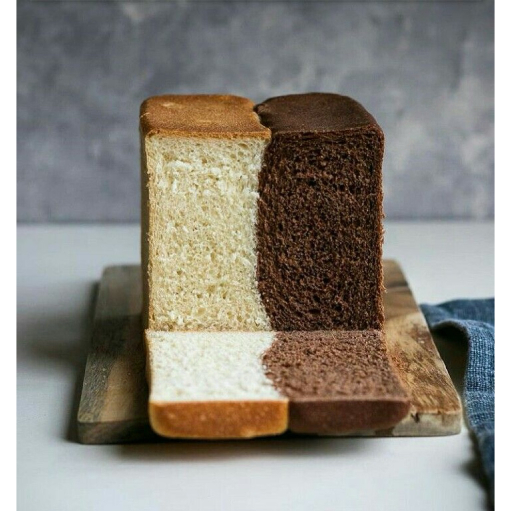 

Shokupan tanpa telur dan butter dengan perpaduan rasa cokelat dan polos dalam satu potong. Lembut, lezat, dan cocok untuk semua gaya hidup sehat!