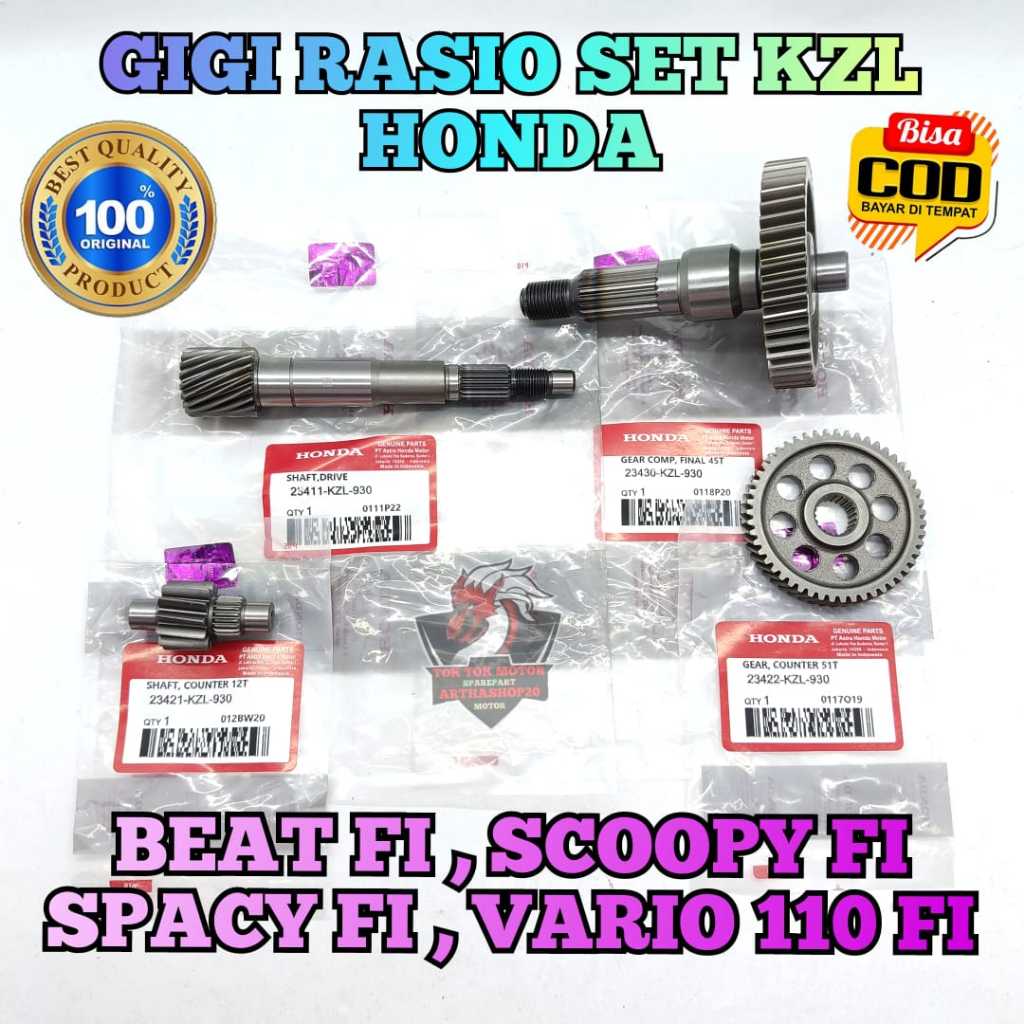 GIGI RASIO SET kzl ASLI ORIGINAL HONDA BEAT FI , Scoopy fi , Spacy Fi , Vario 110 Fi GER GIR GEAR RA