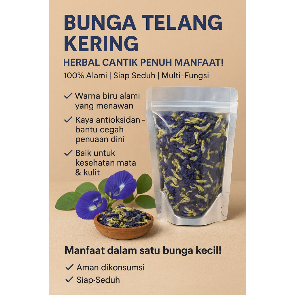

Bunga Telang Kering Asli | Siap Seduh | Herbal untuk Teh & Masker Wajah