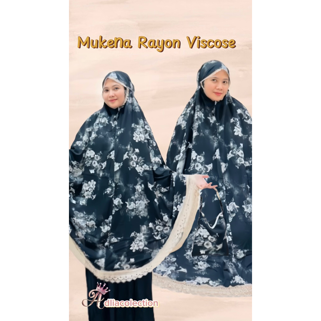 Adlia -MUKENA DEWASA KATUN RAYON VISCOSE HITAM MEWAH || Mukena traveling