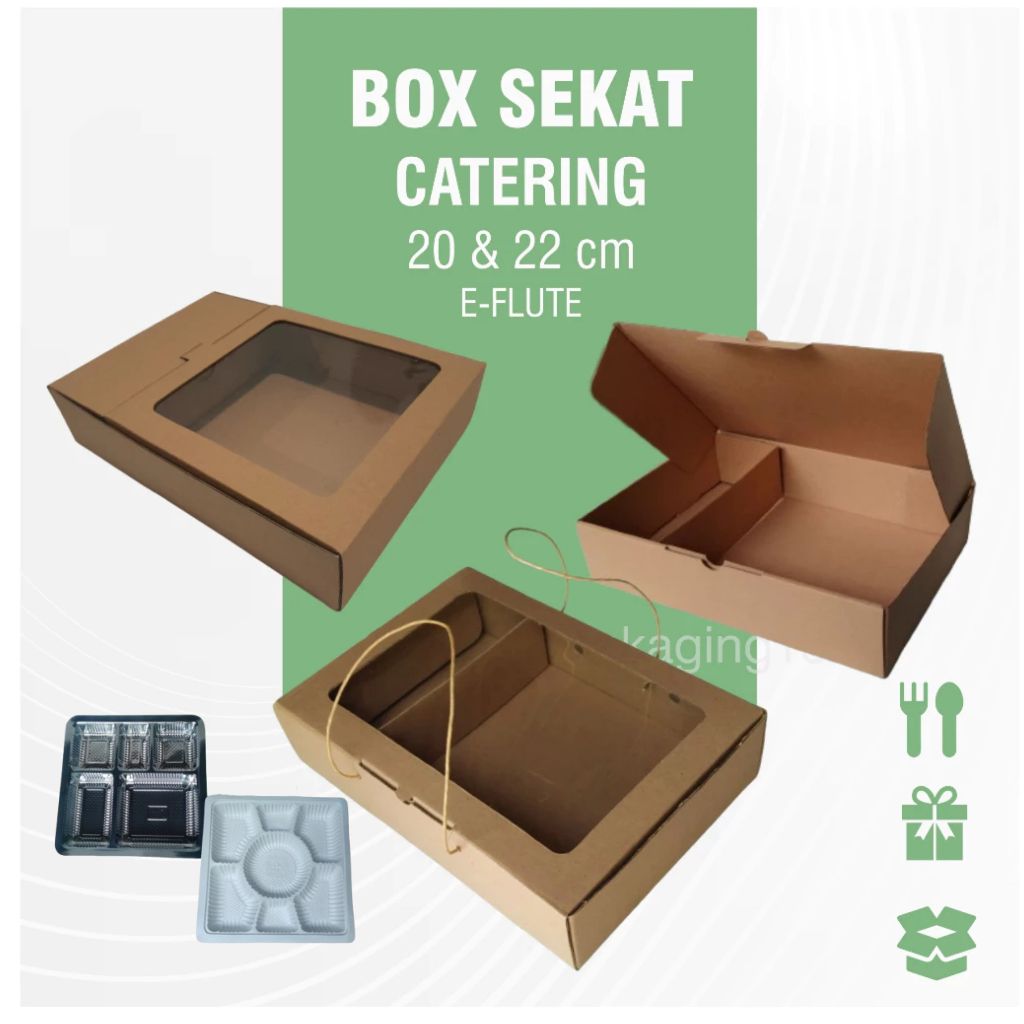 

Box Sekat / Box Catering / Kardus E-flute / Dus Nasi / Hampers / Souvenir / Box Window / Kotak Mika