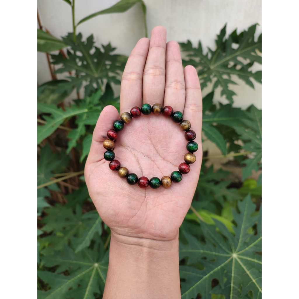 Gelang Akar Bahar Tali Arus Yuser 10mm Warna Merah Kuning Hijau