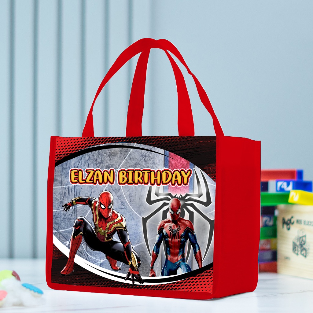 

Tas Ultah Landscape T20 P25 L13/Tas Ulang Tahun/Tas Ultah Custom Spiderman/Tas Ultah Murah