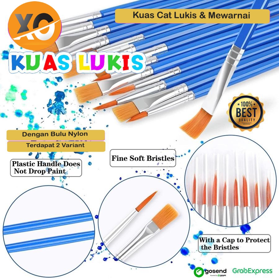

Kuas Lukis Kecil Cat Minyak Akrlik Bulu Nylon Flat & Round Brush Lancip Datar Untuk Mewarnai Painting Paint Brush Bulu Lancip Dan Datar Murah