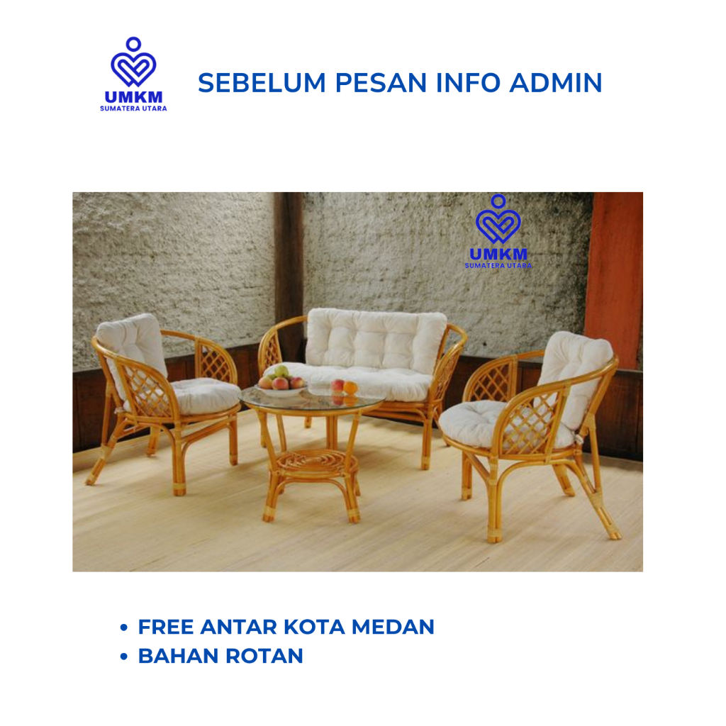 Kursi Tamu Bahama Rotan Minimalis 1 Set | Kursi Sofa Tamu Rotan | Kursi Rotan Minimalis