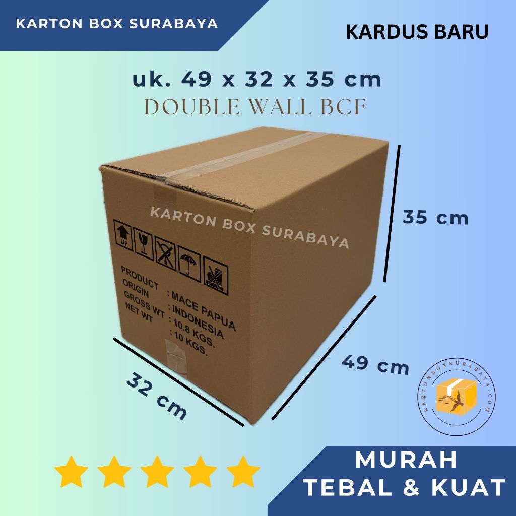 

49X32X35 cm murah / KARTON KOTAK DUS PACKING BC FLUTE TEBAL 7mm KARDUS JUMBO BESAR