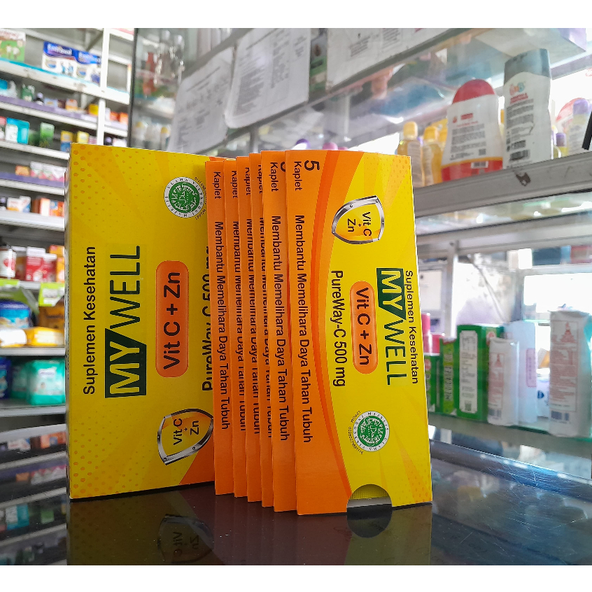 MYWELL VITAMIN C PLUS ZINC 1 AMPLOP @5 KAPLET mywell vitamin c+zinc