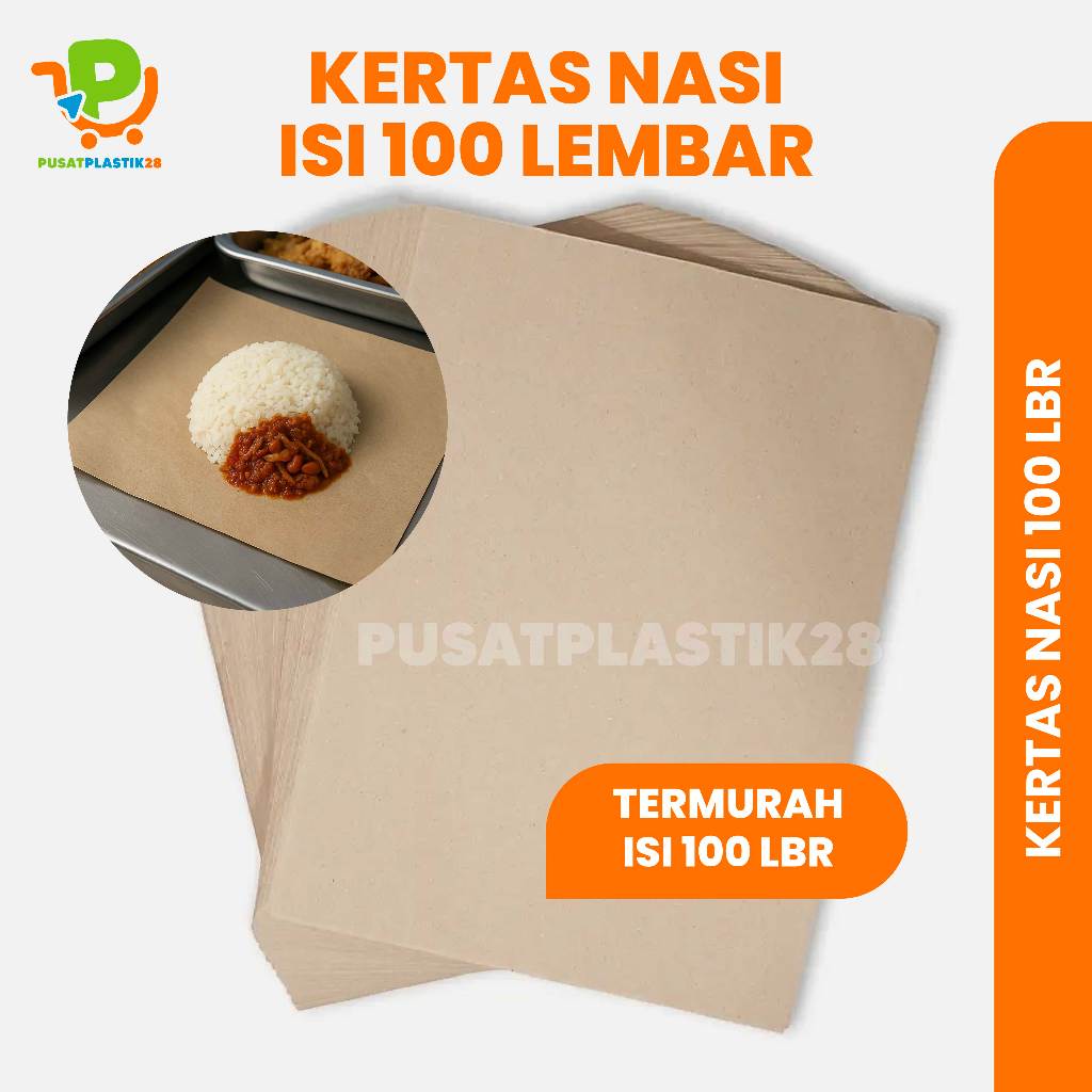 [ISI 100 LBR] KERTAS BUNGKUS NASI COKLAT kertas nasi coklat kertas nasi warteg uduk nasi padang