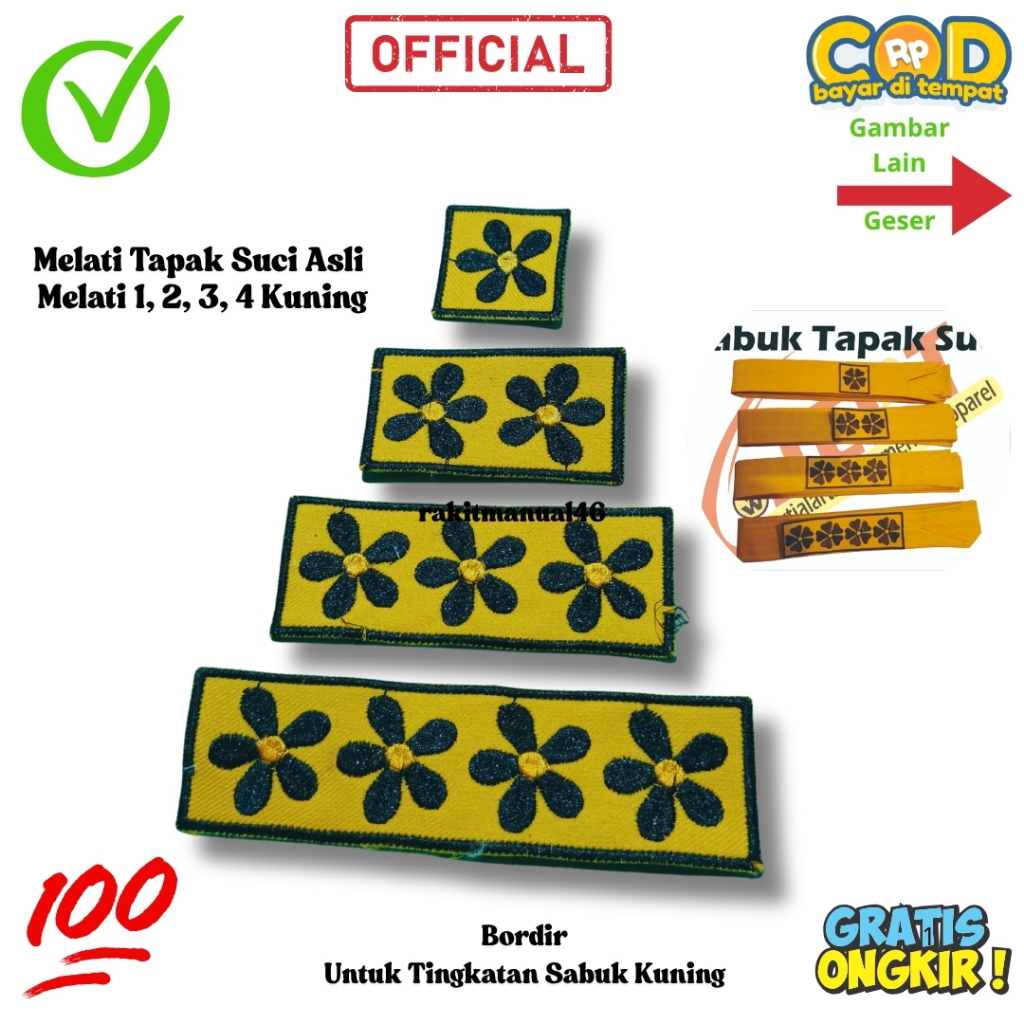 Melati Tapak Suci /Bed Bordir Melati Kuning Tapak Suci Kuning