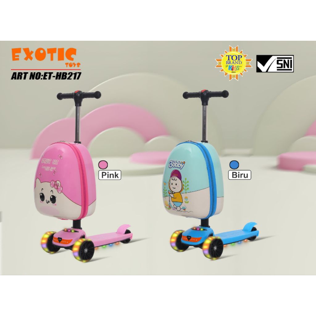 Skuter Anak ET HB 217 Ada Koper Bagasi Depan Scooter Exotic