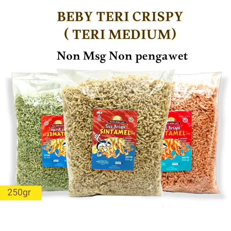 

Teri Crispy 250gr - Kualitas Baik, Teri Krispi Sintamel, Teri Oven Medan, Non MSG, Non Pengawet