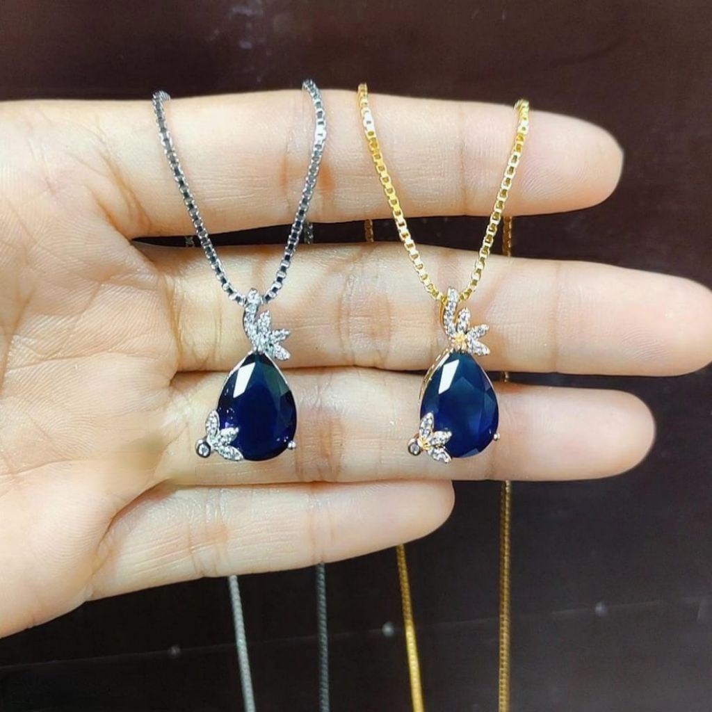 Kalung liontin mata blue sapphire luxie