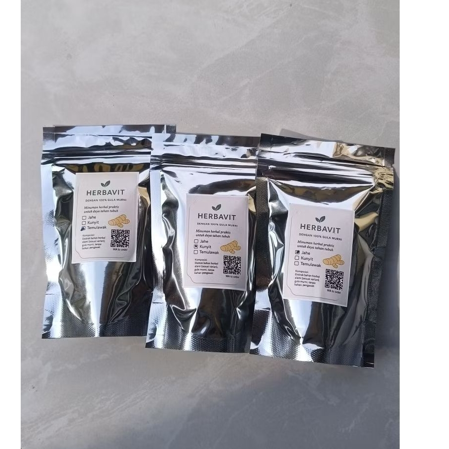 

|1 POUCH | HERBAVIT Serbuk Temulawak Penambah nafsu Makan kemasan 100 gr | Jamu Instan Homemade 100% murni tanpa pengawet.