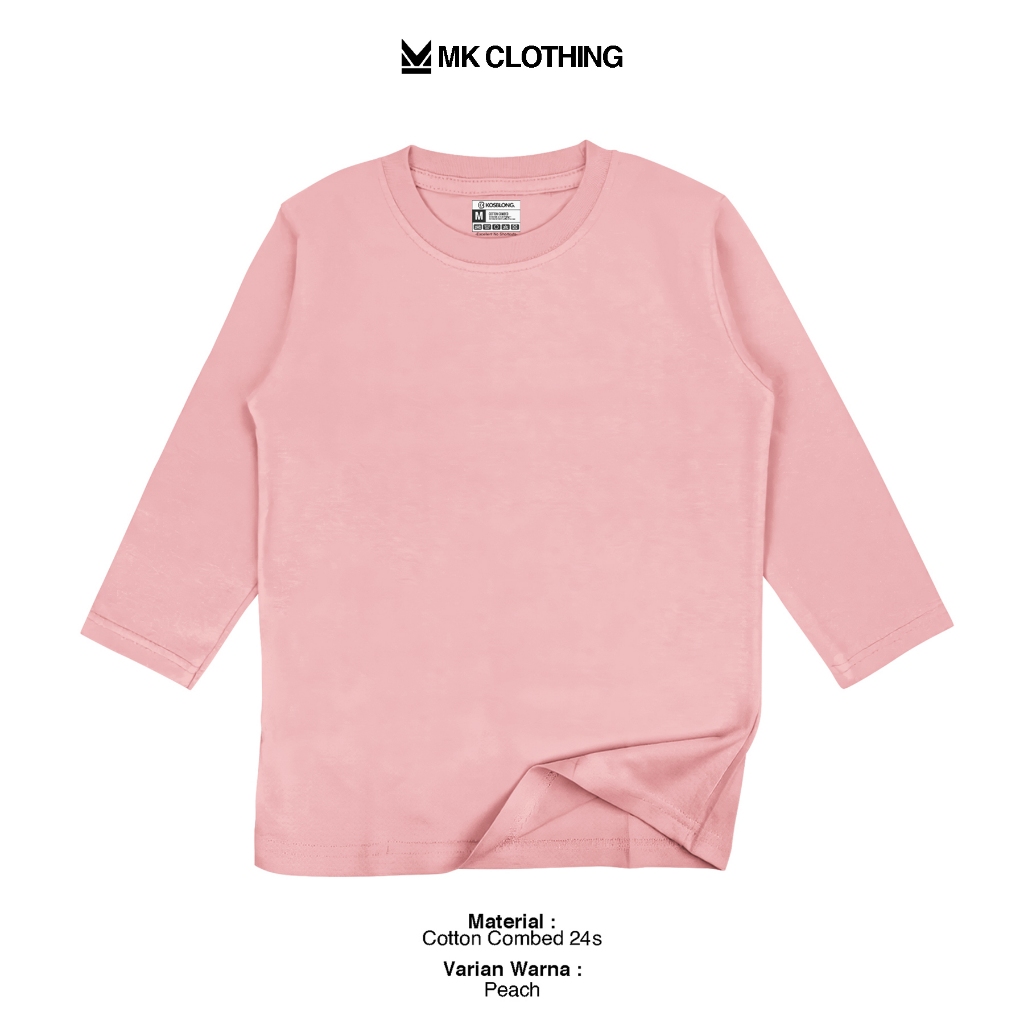 Kaos Polos 24s Anak laki-laki dan Perempuan Unisex Lengan Panjang - Peach