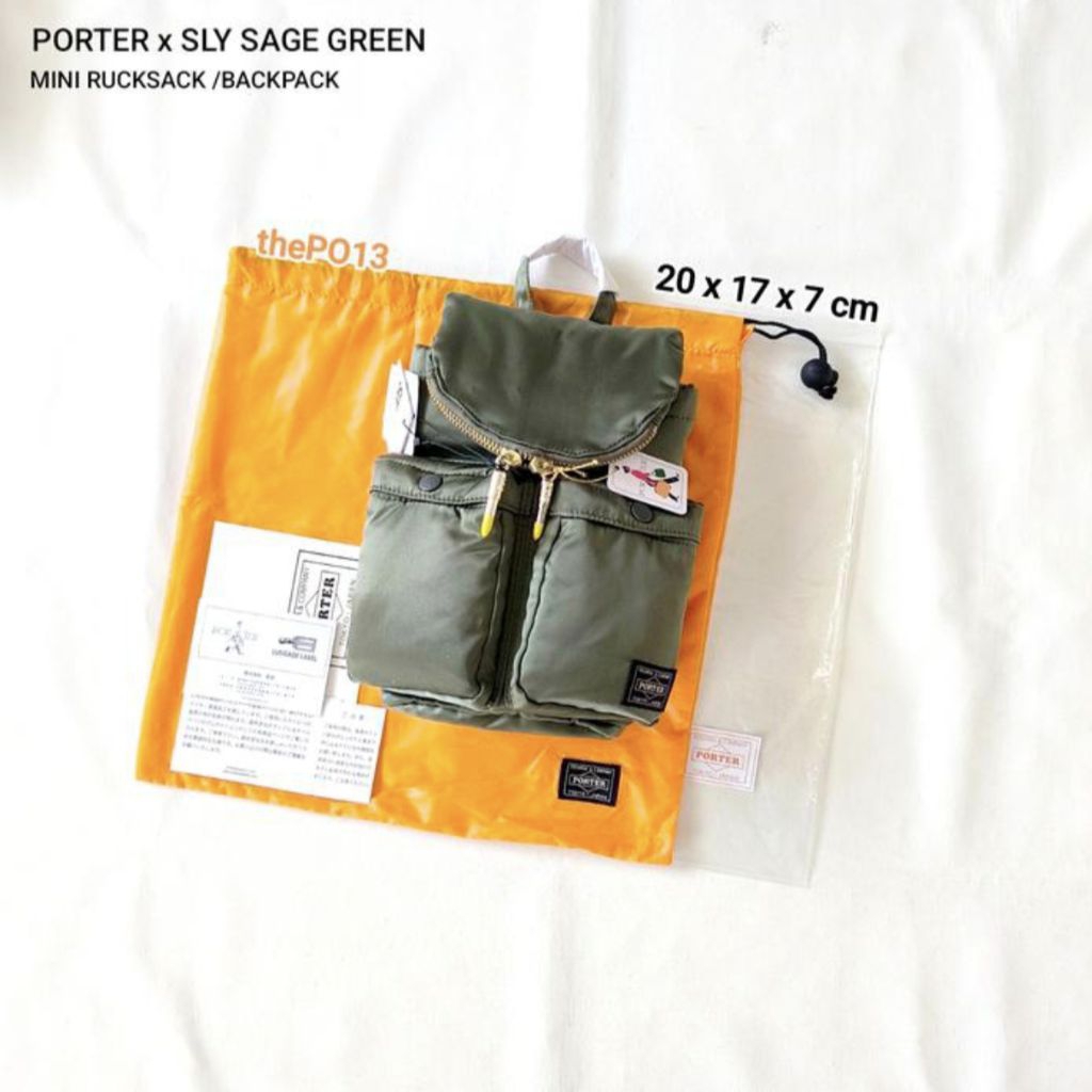 PORTER YOSHIDA X SLY TANKER MINI RUCKSACK / BACKPACK SAGE GREEN AUTHENTIC 100% BNWT