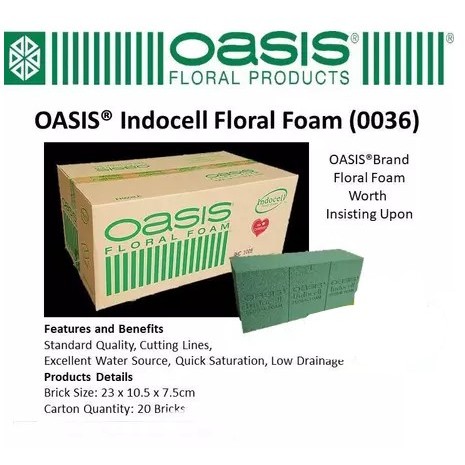 OASIS Indocell Floral Foam Basah Satuan Bunga Segar Fresh Flower Foam Bunga Florist Supply Sistsini