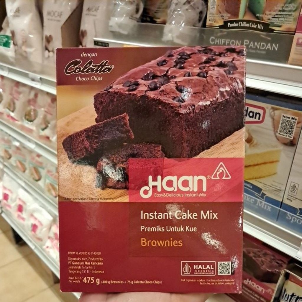

Haan Instant Cake Mix Brownies + Colatta Choco Chips 475gr