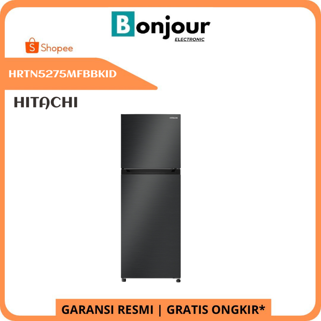 Hitachi HRTN5275MFBBKID Kulkas Hitachi 2 Pintu Inverter Compressor 260 Liter