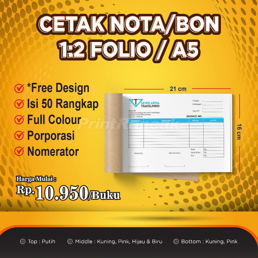 

PRINT CETAK NOTA CUSTOM DESAIN A5 | 1/2 FOLIO