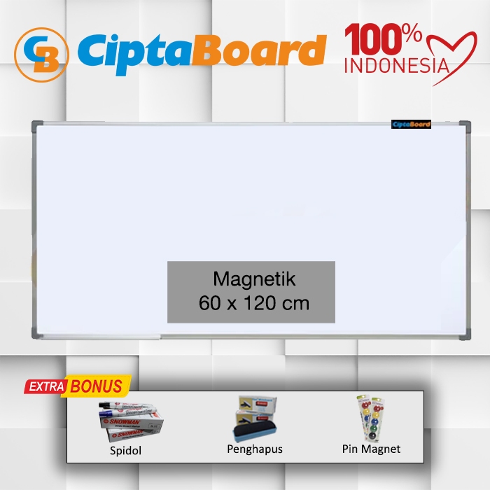 

Papan tulis / Whiteboard / Papan board / Mading / Cipta 60 x 120 cm