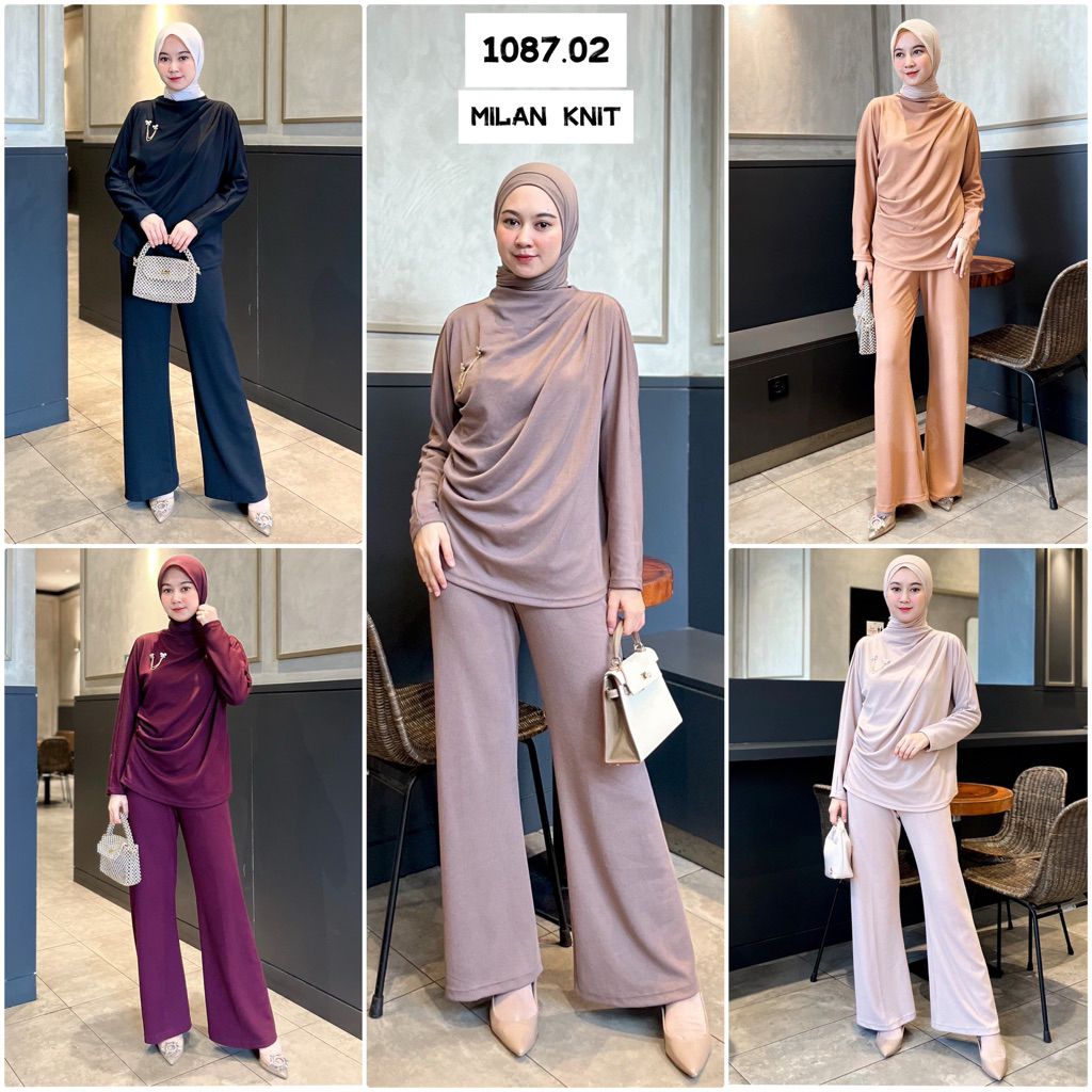 SETELAN TUNIK ONE SET TUNIK BAHAN KNIT PREMIUM SETELAN POLOS ONE SET POLOS PREMIUM