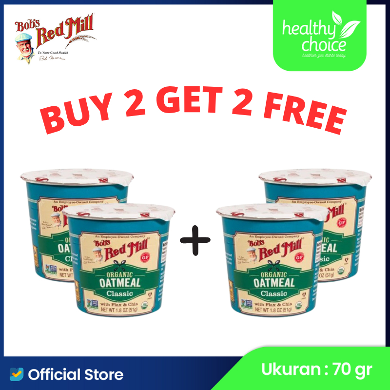 

Buy 2 get 2 Free Bob's Red Mill Gluten free Organic Oatmeal Classic Cup 51 gr (Exp Oktober 2025)