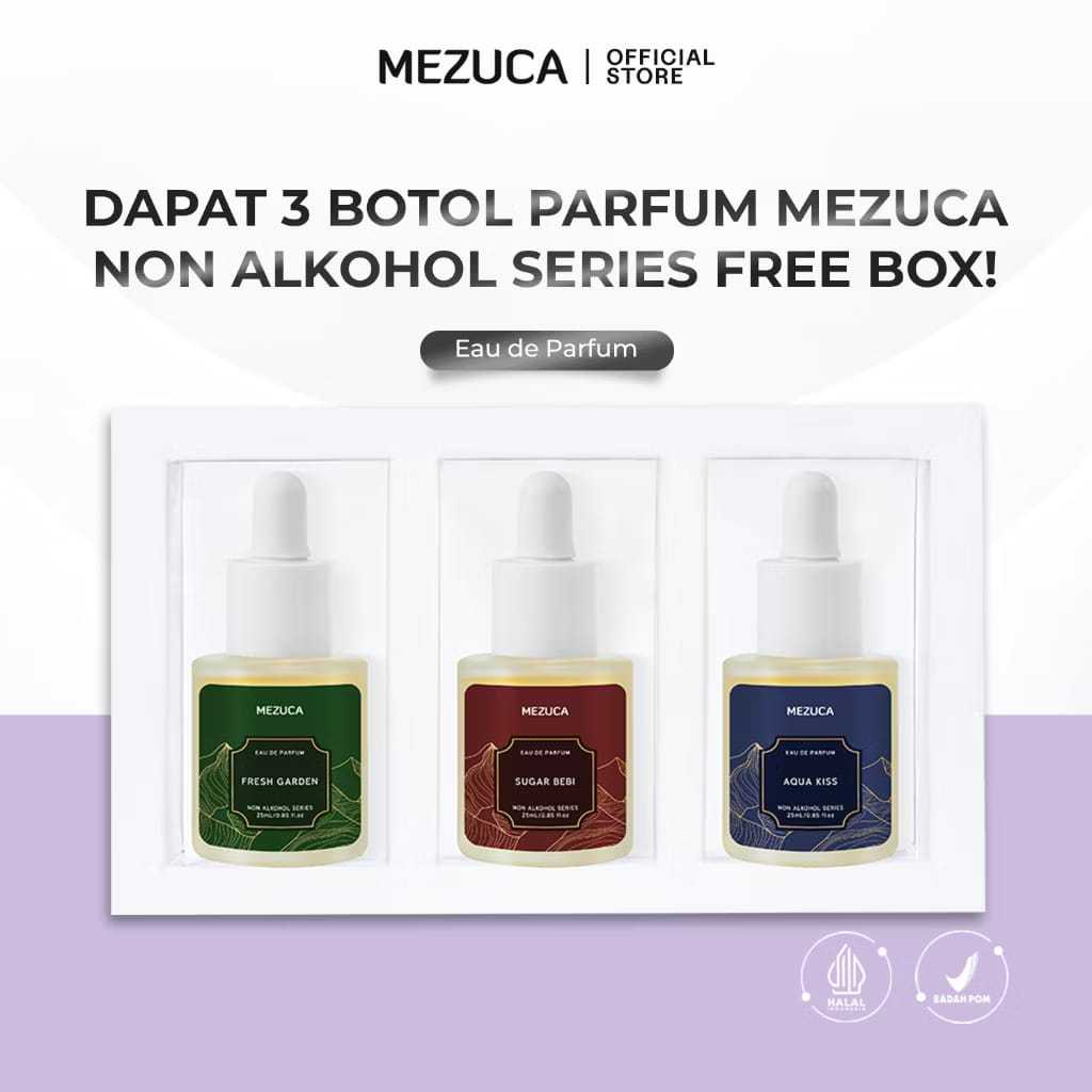 Dapat 3 Parfum MEZUCA Non Alkohol Pipet Series 20mL Free Box Eau de Perfume Unisex Wangi Tahan Lama