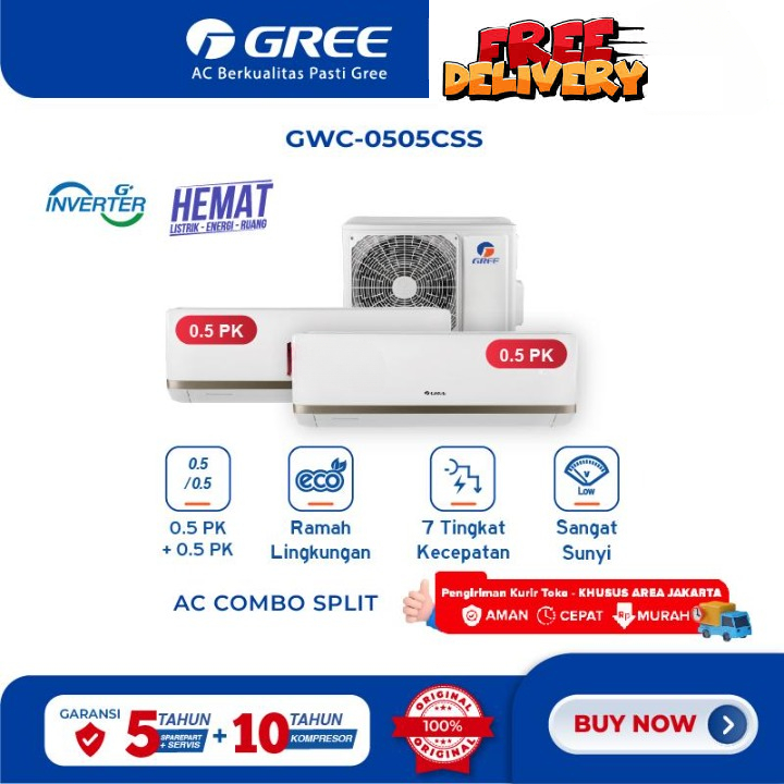 GREE AC Multi Combo - 0.5 PK -1/2 PK + 1/2 PK Inverter GWC 0505CSS