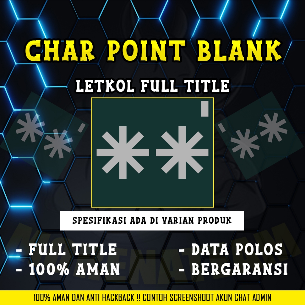 CHAR POINTBLANK / CHAR PB - LETKOL FULL TITLE | DATA POLOS | AKUN POINTBLANK | GAME PC