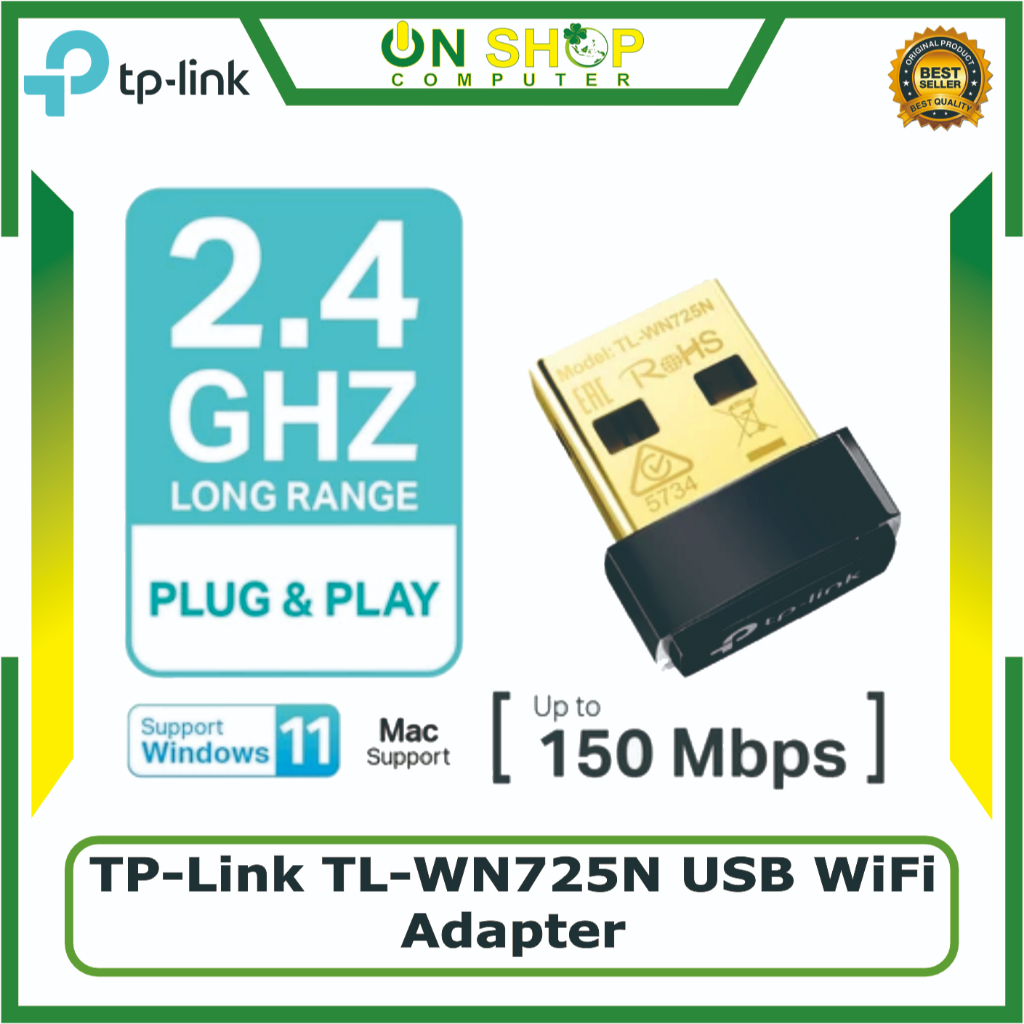 TP-Link TL-WN725N | USB WiFi Adapter | WiFi Receiver | 150Mbps Wireless N | Dongle | Laptop PC MAC