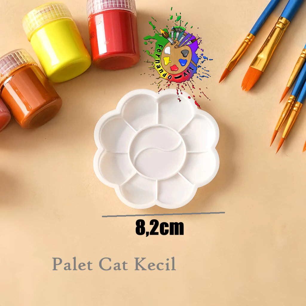 

BN - Palet Cat Air Putih Plastik Kecil 8.2 cm / Wadah Cat Air Motif Bunga 8.2cm