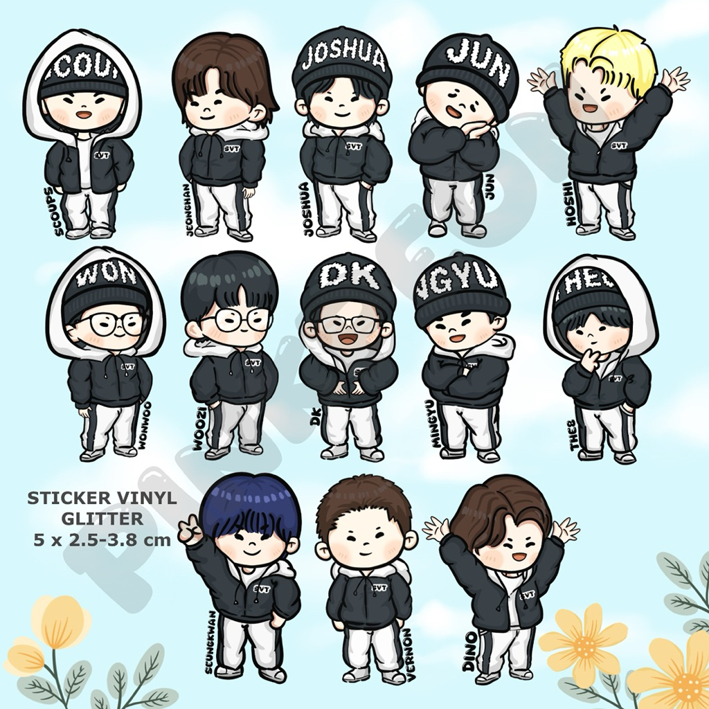 

PINKPEON - FANART STICKER SEVENTEEN NANA BNB | SVT Chibi | Going Seventeen | Sticker Vinyl Glitter Die Cut