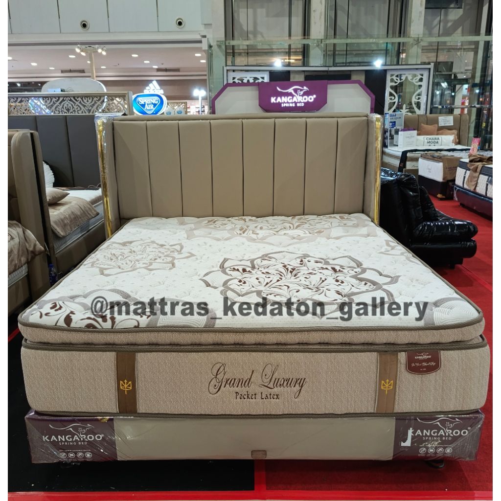 Kasur Kangaroo Springbed Grand Luxury Pocket Latex  - Kasur Springbed Matras Full Set All Size 160 &