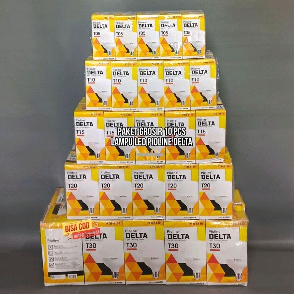 Delta Lampu Led Pioline Delta Paket Grosir 10 pcs Tersedia T5 T10 15 T20 T30 Hemat Energi Terang Ber