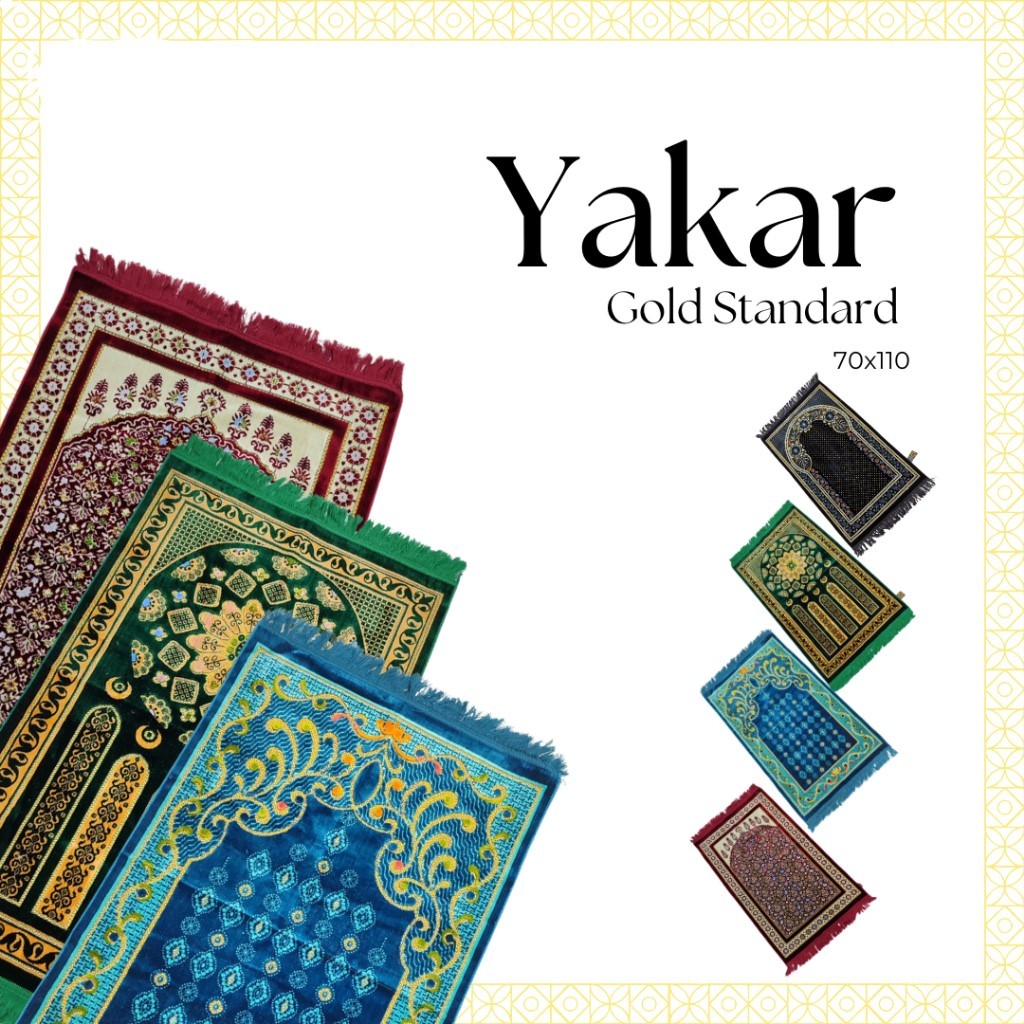 Sajadah Yakar Gold 70x110 cm Tebal Turkiye | Sajadah Grosir Murah
