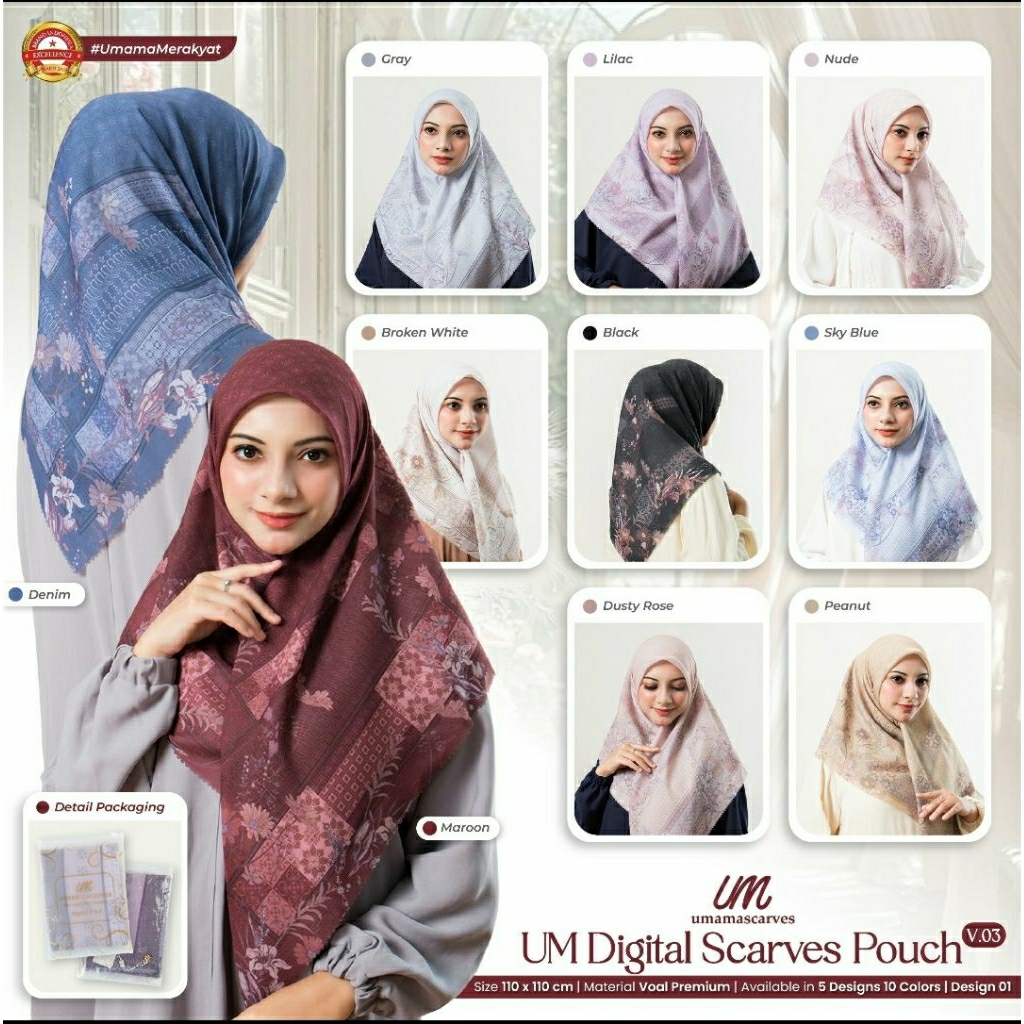 AK hijab voal premium motif/ print digital scarves ( 110 × 110 cm )