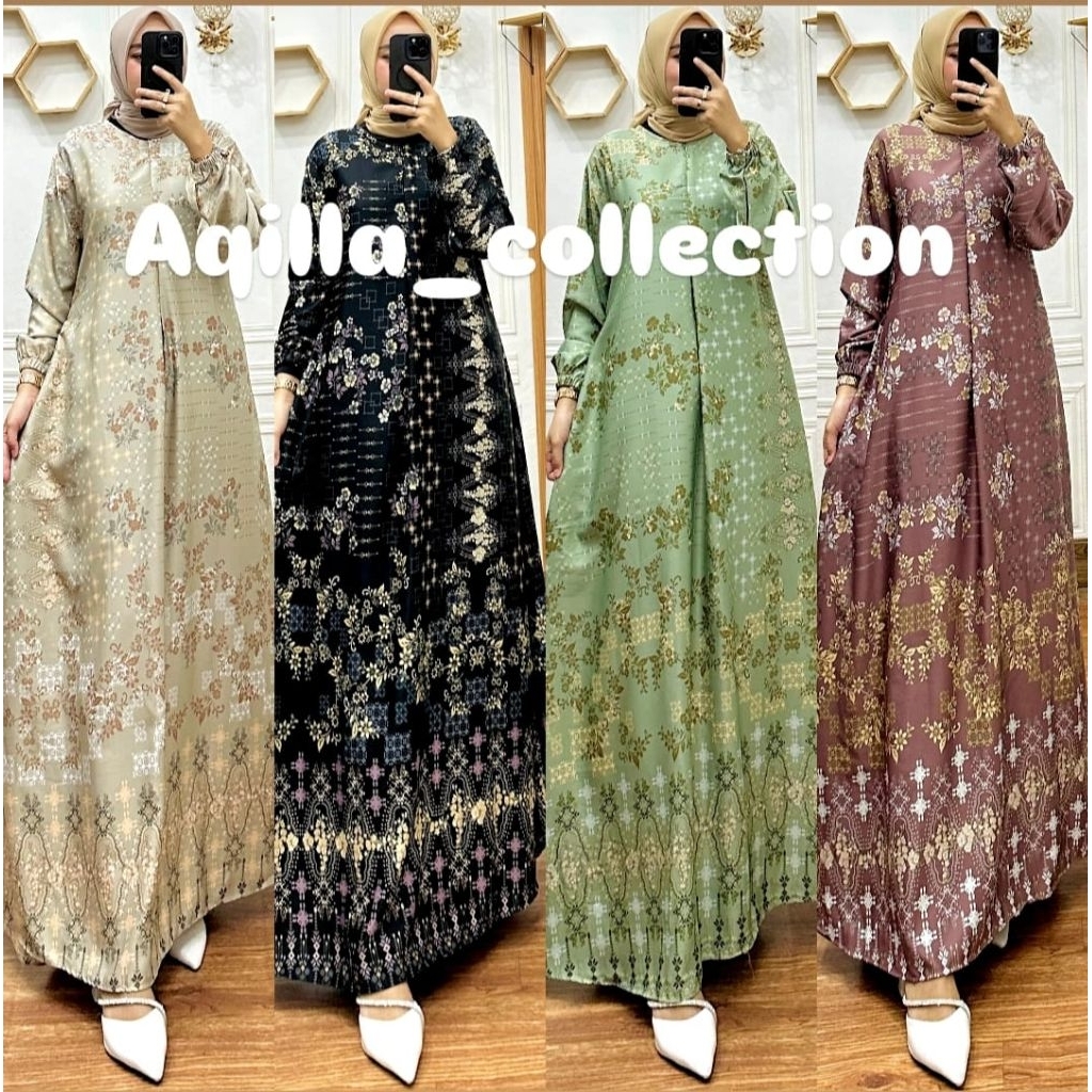 Aulia dres mewah|gamis bahan silk premium motif terbaru wanita muslim busui jumbo terlaris|Ready cod