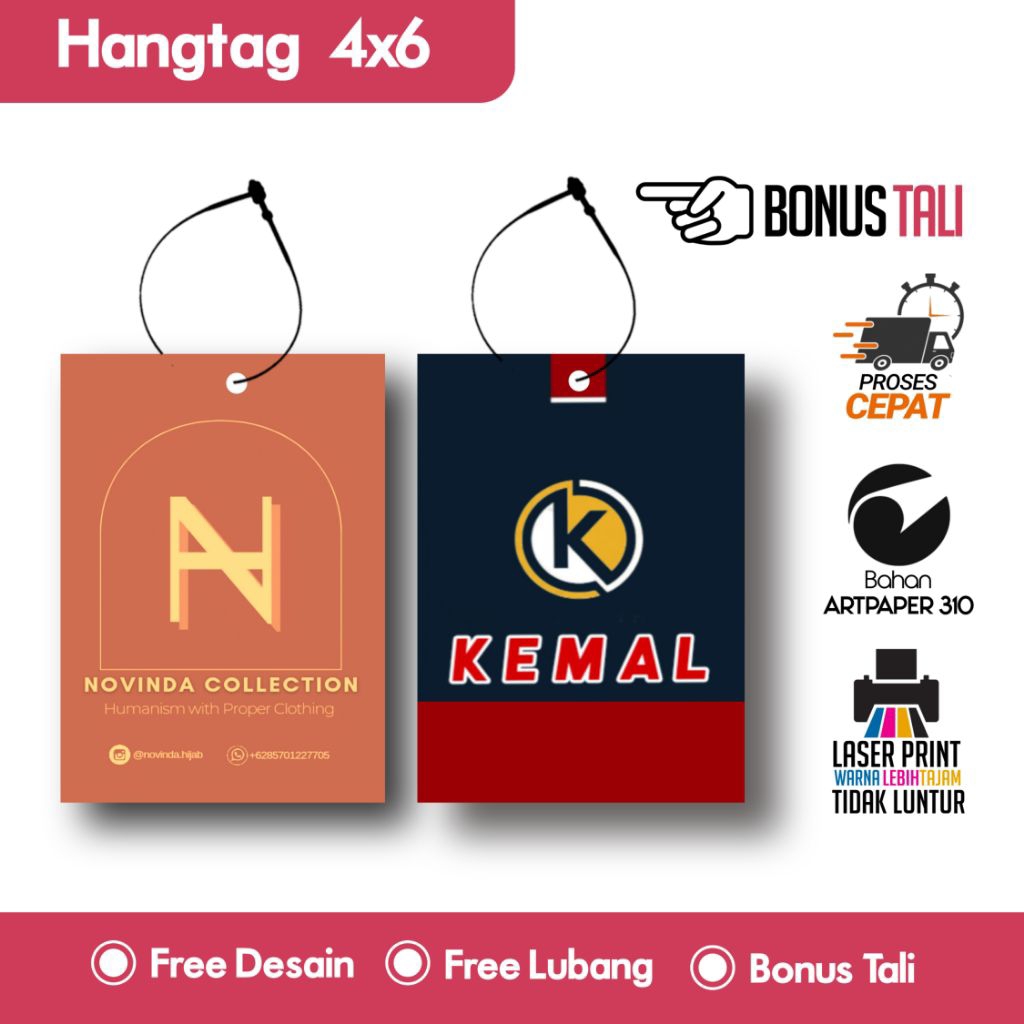 

Hang Tag Baju (FREE DESIGN) - Label Baju - Cetak Hangtag Baju - Label - Hangtag 4x6