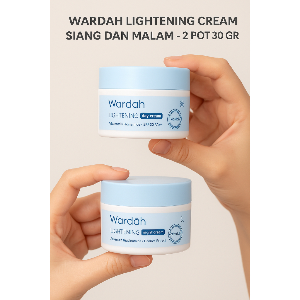 WARDAH LIGHTENING CREAM SIANG 30GR DAN MALAM30 GR/PAKET KEMASAN BARU