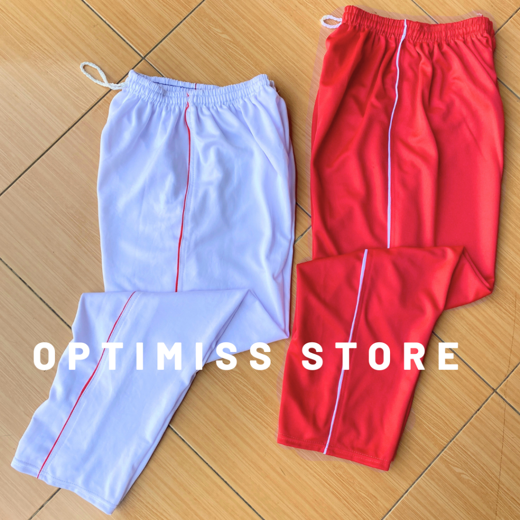 Celana Trening Putih Merah Celana Olahraga Training Panjang Putih Strip Merah Strip Putih