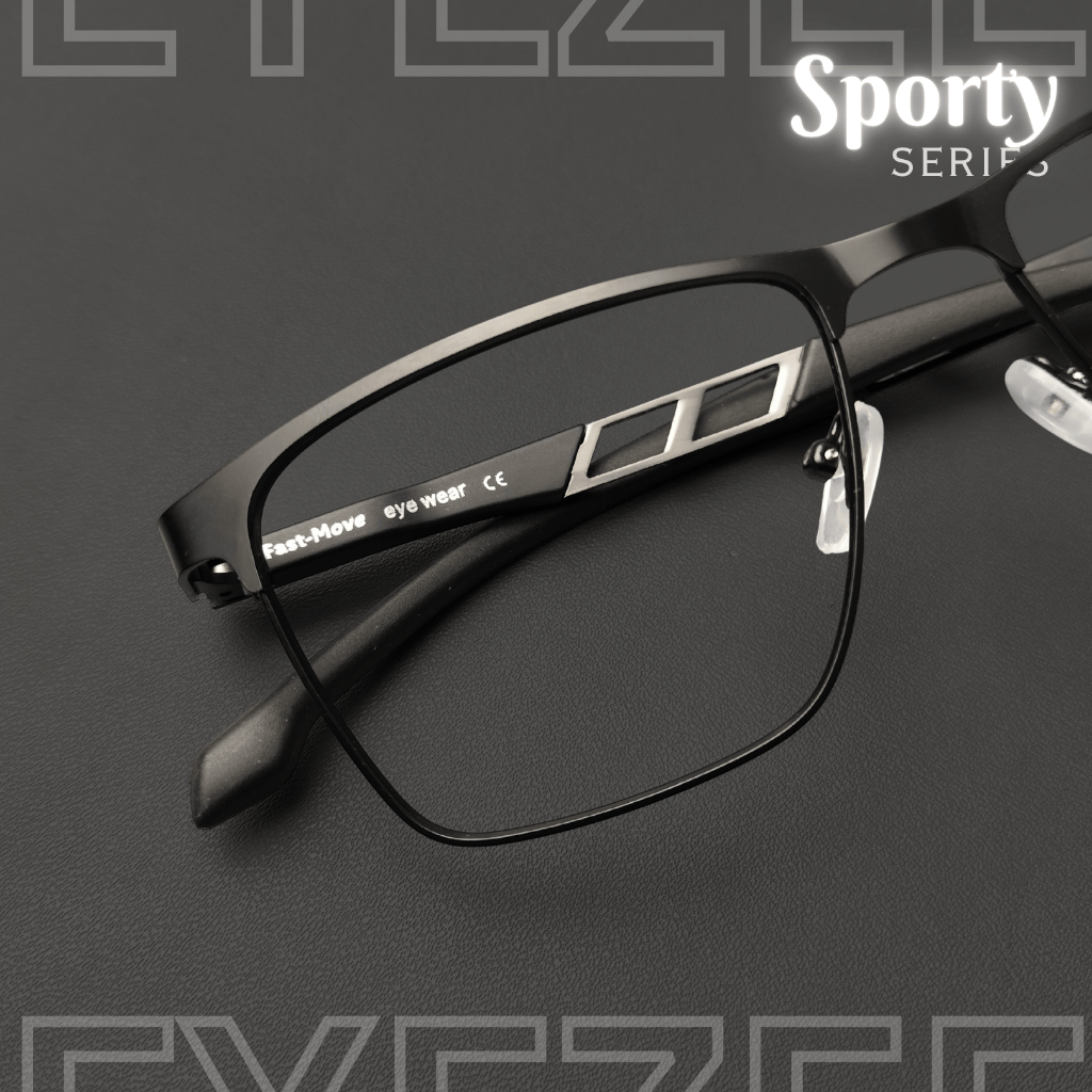 Kacamata Metal Minus Kotak Kuat Kokoh Nosepad Engsel Pegas Muka Standar Pria EYEZEE - SPORTY