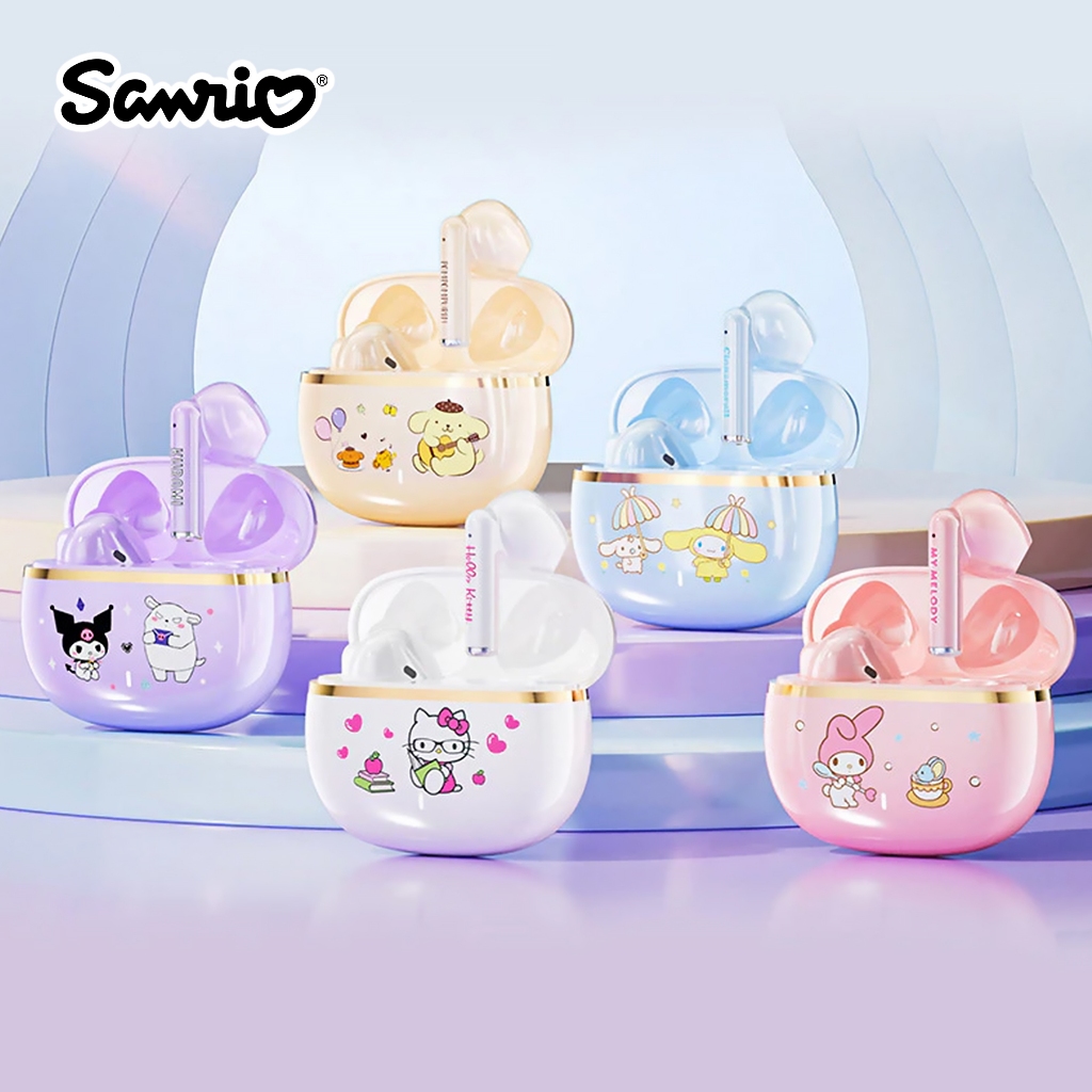 TWS Kuromi Cinnamoroll Hello Kitty Original Sanrio Wireless Bluetooth 5.4 Gaming Earphone Earbuds