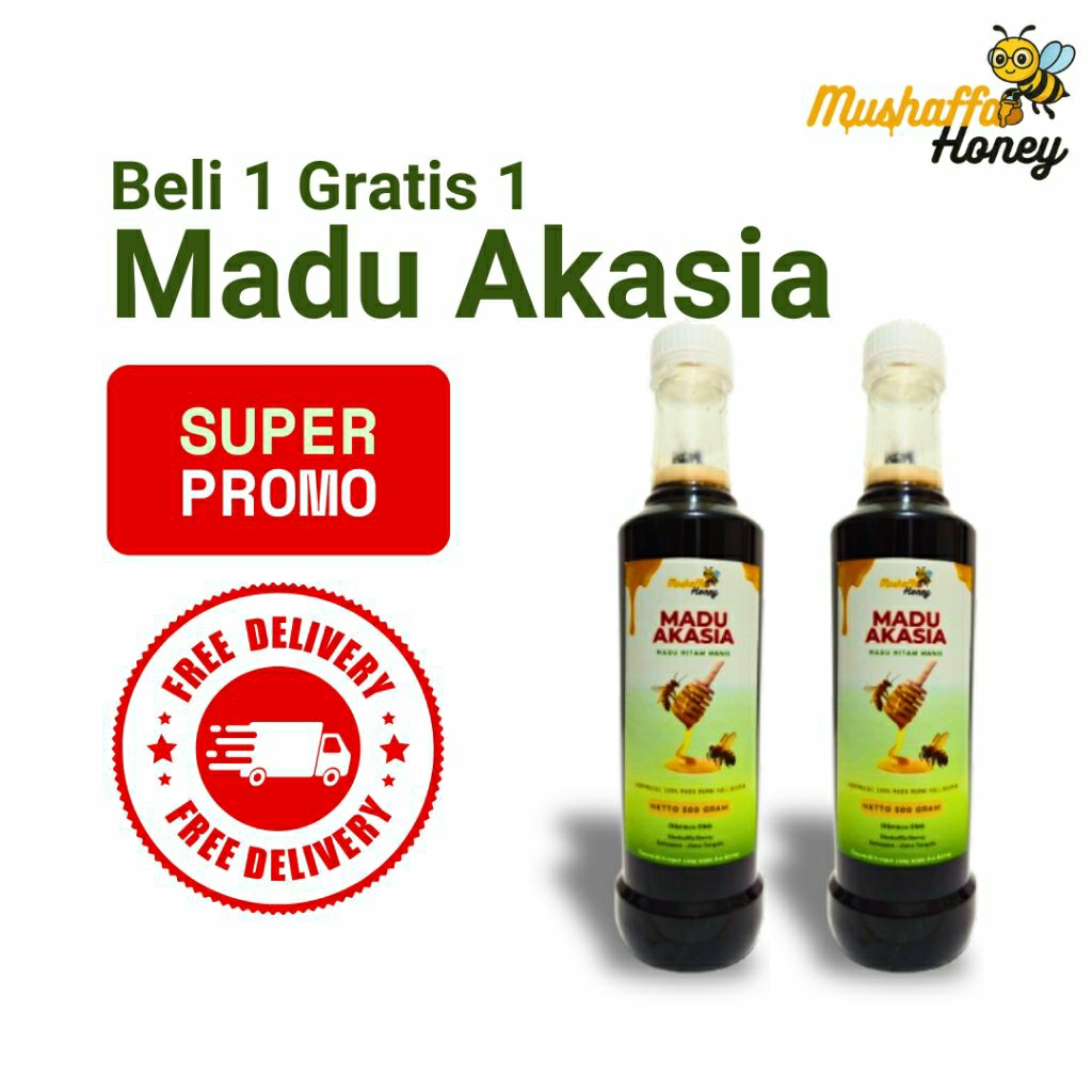 

Beli 1 Gratis 1 Madu Mushaffa Akasia Carpa 100% Murni Tanpa Campuran Netto 500 Gram