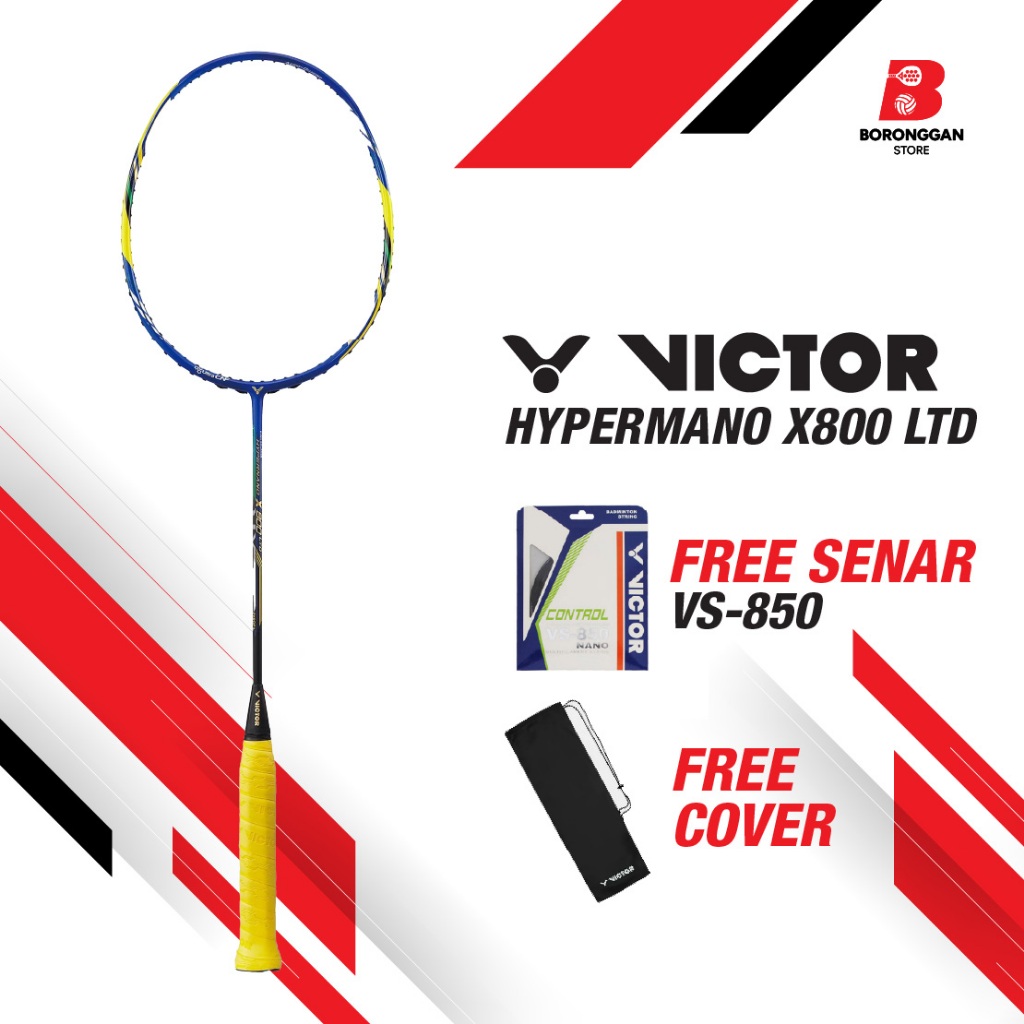 Raket Badminton Victor Hypernano X 800 LTD + Bonus Senar Victor VS850 + Cover Beludru Victor | Bulu 
