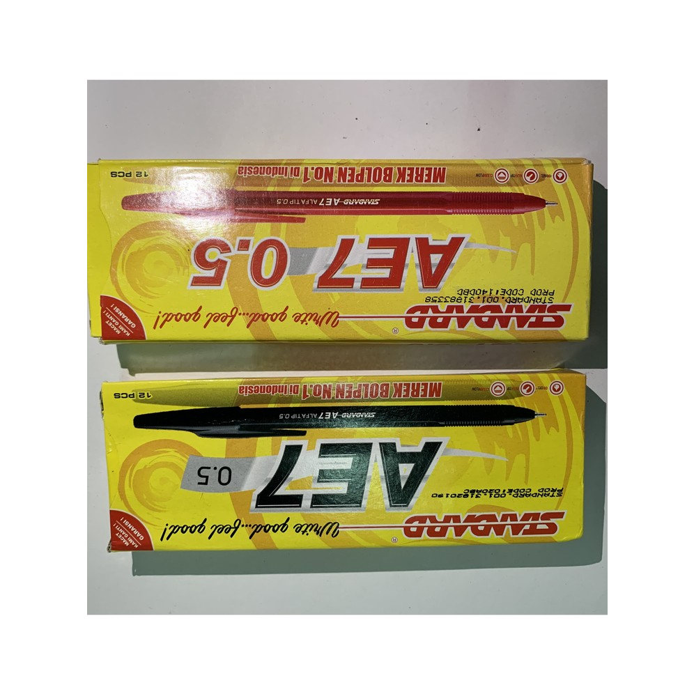 

BULPEN / BOLPEN / PULPEN AE7 FINE 0.5 STANDARD HITAM MERAH